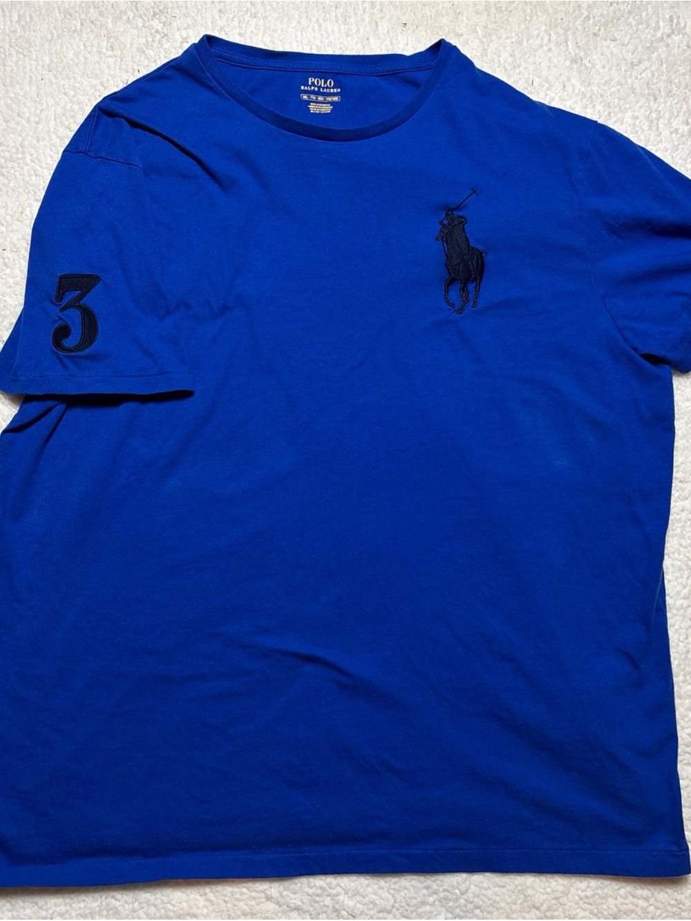 Polo Ralph Lauren Mens XXL Big Pony Crew Neck Tee Royal Blue Black Pony #3